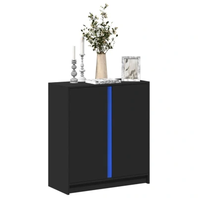 Afbeelding van Dressoir met LED 77x34x85 cm bewerkt hout zwart