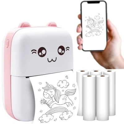 Afbeelding van Maxlife MXTP 100 mini zakprinter, mobiele telefoon, fotoprinter, draagbaar, Bluetooth smartphone, USB kabel, thermisch papier, voor leerhulp, notities, lijst, reizen