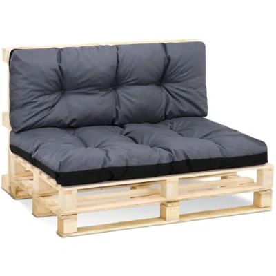 Afbeelding van Wasbaar outdoor palletkussen 40 x 120 cm, zitkussen Euro palletkussen, grafiet