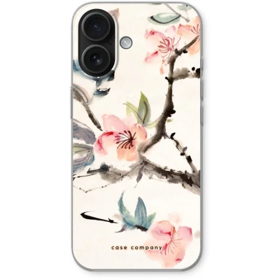 Afbeelding van Case Company® hoesje geschikt voor iPhone 16 Japanse bloemen Soft Cover Telefoonhoesje Bescherming aan alle Kanten en Schermrand