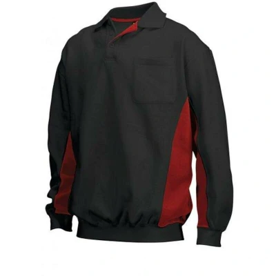 Afbeelding van Tricorp 302001 Polosweater Bicolor Borstzak Zwart/Rood 7XL