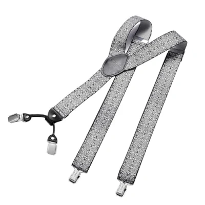 Afbeelding van DonDon Bretels voor heren, verstelbare bretels, 3,5 cm, cm breed, 4 clips, met Y vormig leer, elastisch, kasjmier grijs