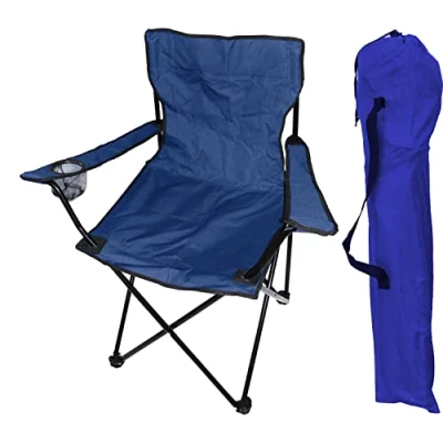 Afbeelding van Visstoel, campingstoel, opvouwbaar, met bekerhouder en tas, blauw