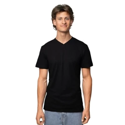 Afbeelding van DANISH ENDURANCE T Shirt van Biologisch Katoen, voor Heren, Crew Hals of V Hals, Ultrazachte Basic, 1 pack, Zwart, M