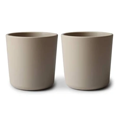 Image de Mushie Tasse de vaisselle pour enfants Ensemble 2 tasses table réutilisables Résistantes au lave et micro ondes Facile à tenir l&#039;enfant Fabriqué Danemark Vanilla
