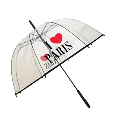 Afbeelding van SMATI Paraplu bel transparant I love Paris automatische opening