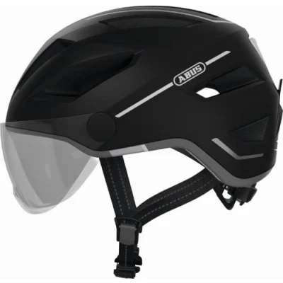 Afbeelding van ABUS Pedelec 2.0 ACE Fietshelm met achterlicht, vizier, motorkap, oorbescherming, voor dames en heren, matzwart, L
