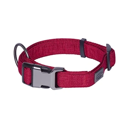 Afbeelding van Nobby Halsband Linnen Deluxe Zwart/Grijs M/L 40 55 cm Omtrek Sterk Nylon in Linnenlook AUB Goed Opmeten Alvorens te Bestellen