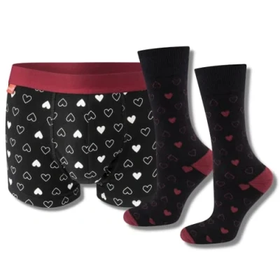 Afbeelding van soxo Herensokken, boxershorts, katoen, Calecon, cadeautas, Valentijnsdag, set 40 45, 4 maten, Onderbroek + sokken 45