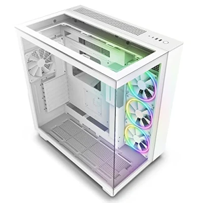 Image de Boîtier PC NZXT H9 Elite moyen tour blanc avec panneau latéral et avant verre trempé