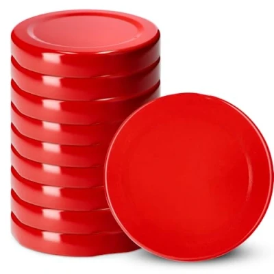 Afbeelding van KADAX Set van 10 schroefdeksels Ø 53 mm metaal geschikt voor weckpotten 115 ml, met 4 inkepingen, rood