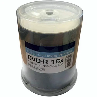 Afbeelding van DVD R 16x inktjet white printable, 120min / 4,7GB, 100 stuks. Professionele kwaliteit!