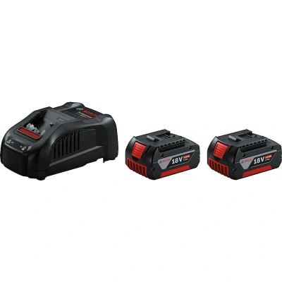 Image de Bosch Professional Batterie 18 V 5,0 Ah GBA (2x) + Chargeur Rapide