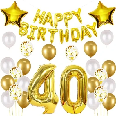 Afbeelding van verjaardagsdecoratie 40e verjaardag decoratie ballonnen goud vrouwen mannen nummer 40 decoratieve