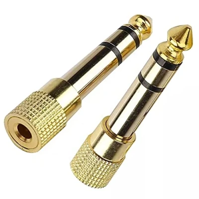 Afbeelding van Adapter Jack 6,35 naar 3,5 zuiver koper verguld 24 karaat Longivia® grote kleine Big Mini mm mannelijk vrouwelijk stereo plug piano hoofdtelefoon