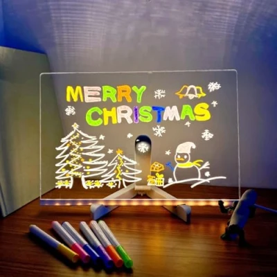 Afbeelding van Tablette Lumineuse Dessin，Tableau lumineux Message LED, Tableau Acrylique Effaçable Avec 7 Stylos Néons, Support Réglable, Cadeau Créatif Pour Enfants, Fille
