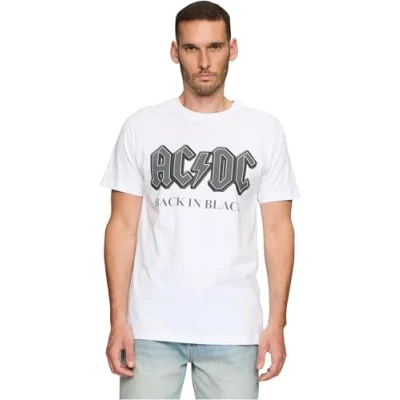 Afbeelding van Mister Tee ACDC BACK IN Black Tshirt print, Heren, Maat: Medium, White