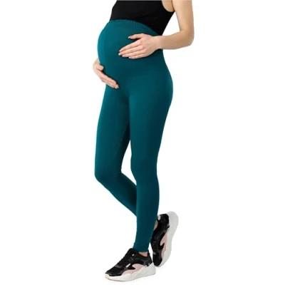 Afbeelding van BE Mammy BE20 283 LE Dames Zwangerschapsleggings Lang Katoen Elasthan Yogabroek Smaragdgroen M