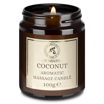 Afbeelding van Massage Kaars Kokos 100 g Aroma Aromatherapie Sojawas Kaarsen Veganistische Cadeau Geurkaars in Potje Ontspanning Lichaamsverzorging
