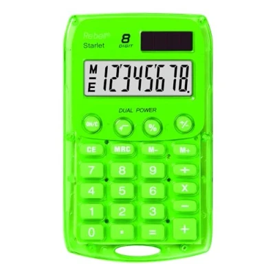 Afbeelding van Rebel 77234V zakrekenmachine, 8 cijfers, zonne batterij, groen