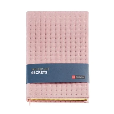 Afbeelding van Miquelrius Notitieboek A5 (148 x 210 mm), binnenkant wit gestippeld, 80 vellen à 100 g/m², gevoerde kartonnen omslag met fluwelen stof, koperkleurige snit, Midnight Secrets Collection, roze