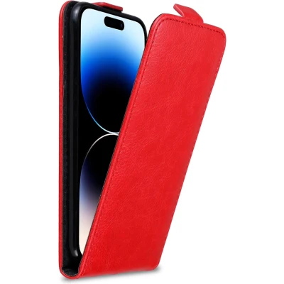 Afbeelding van Cadorabo Hoesje geschikt voor Apple iPhone 14 PRO in APPEL ROOD Beschermhoes flip design Case Cover met magnetische sluiting