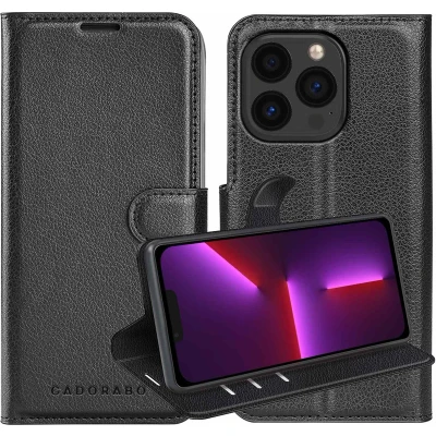 Afbeelding van Cadorabo Hoesje geschikt voor Apple iPhone 13 PRO in PHANTOM ZWART Beschermhoes met magnetische sluiting, standfunctie en kaartvakje Book Case Cover Etui