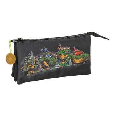 Afbeelding van Pennenetui met 3 vakken Teenage Mutant Ninja Turtles Zwart Grijs 22 x 12 cm