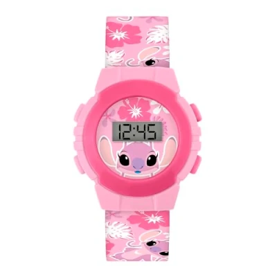 Afbeelding van Lilo and Stitch Angel LAS4141ARG Digitaal kwartshorloge met siliconen band, Roze, Disney, Disney