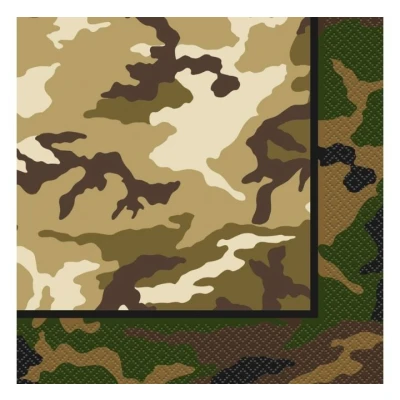 Image de Serviettes militaires camouflage 33x33cm 16 pièces