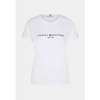Afbeelding van Tommy Hilfiger dames T shirt met logoborduring en ronde hals in de kleur Wit, maat: XL