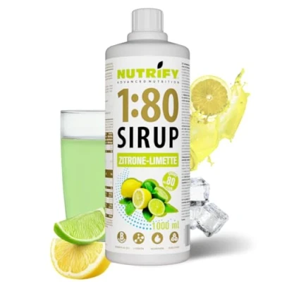 Afbeelding van NUTRIFY Vital Fitnessdrank 1:80 siroop 1 liter citroen limoen, geconcentreerde drank met vitaminen en L carnitine zonder suiker geeft 80 caloriearme sportdrank, 1000 ml