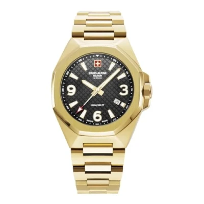 Afbeelding van Swiss Alpine Military 7005.1 Herenhorloge, analoog, kwarts, roestvrij staal, Goud/Goud/Zwart 1117sam, armband