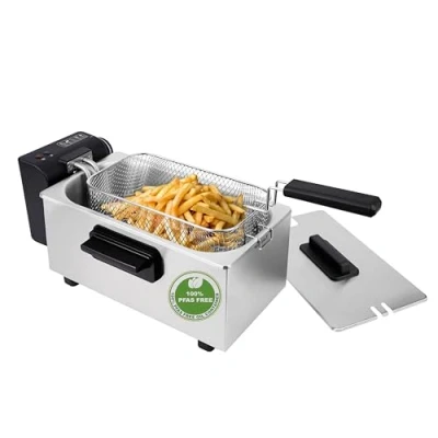 Afbeelding van Emerio Frituurpan 3 Liter PFAS Vrije Friteuse Regelbare Thermostaat Koude Zone DF 132653 RVS
