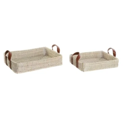 Afbeelding van Set van trays DKD Home Decor Natuurlijk Lichtbruin Stads 41 x 32 9 cm (2 Stuks)
