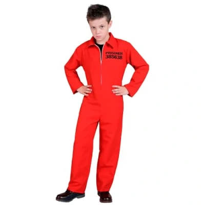 Afbeelding van Widmann Boef Kostuum Levenslange Gevangene County Jail Kind Oranje Maat 158 Carnavalskleding Verkleedkleding
