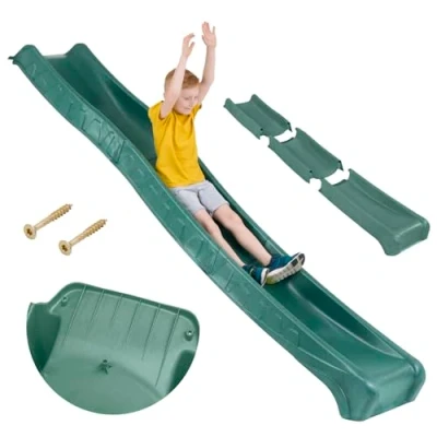 Afbeelding van tuinglijbaan voor kinderen vanaf 3 jaar, tafelhoogte 150 cm (+/ 5 cm), speelhuis en speeltoren, geschikt als waterglijbaan de tuin