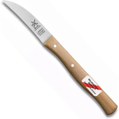 Afbeelding van Robert Herder Molenmes Schilmesje Tourneermesje Carbonstaal Krom Lemmet 70 mm Heft Beukenhout