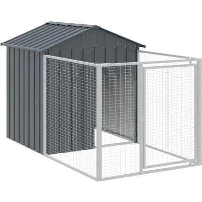 Afbeelding van Hondenhok met dak 117x201x123 cm gegalvaniseerd staal antraciet