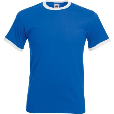Afbeelding van Fruit Of The Loom Heren Ringer T shirt met korte mouwen (Royaal Blauw/Wit)