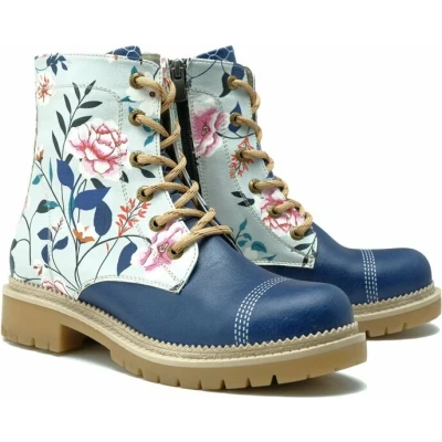 Afbeelding van GOBY Flowers Enkellaarsjes Damesboots Laarzen Hoge kwaliteit Handmade Maat 37