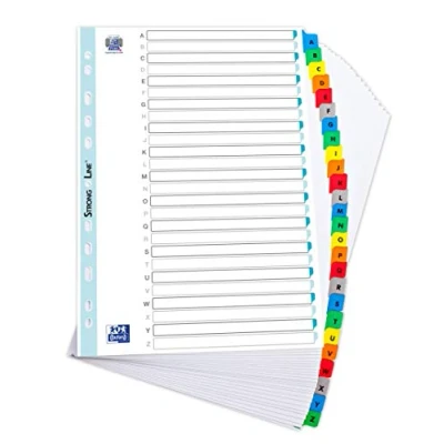 Afbeelding van OXFORD Alfabetische tabbladen, A4, 26 posities, kaart, dikte 170 g, wit