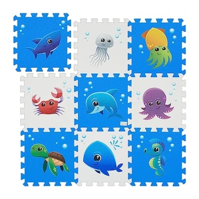 Afbeelding van Relaxdays puzzel speelmat zeedieren 9 delig baby&#039;s 86 x cm schuimrubber