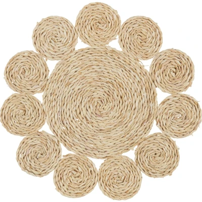 Afbeelding van J Line Rond Bloem placemat jute naturel