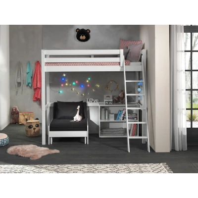 Afbeelding van LUCEVI Pino Mezzanine Bed + Ladder Boekenkast Slaapfauteuil Wit 90x200 cm