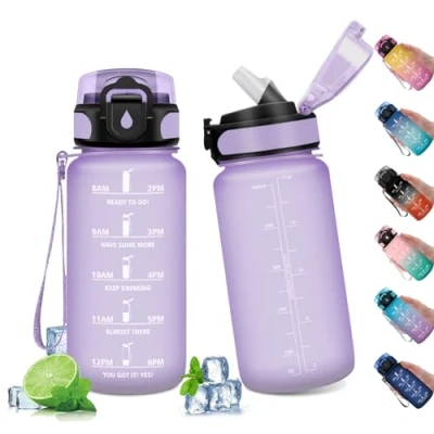 Afbeelding van Fitness Drinkfles, 500 ml, waterfles met rietje, herbruikbare voor kinderen, sportschool, camping
