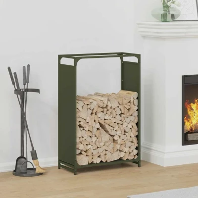 Afbeelding van Brandhoutrek 60x28x90 cm koudgewalst staal olijfgroen