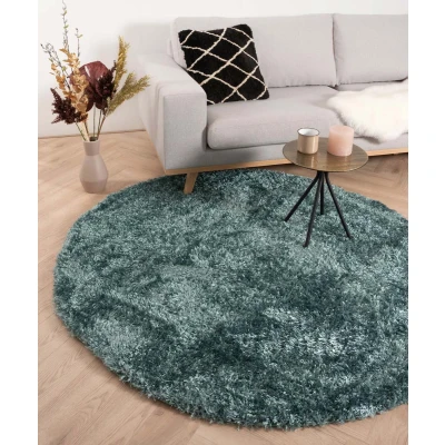 Afbeelding van Rond Hoogpolig Vloerkleed Velours Posh Turquoise 80 Cm