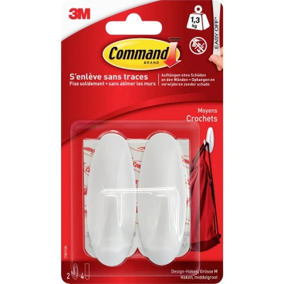 Afbeelding van 3M Command medium Designer haak (l x b h) 79 29 mm Wit Inhoud: 2 stuk(s)