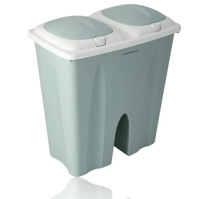 Afbeelding van Afvalemmer 50 Liter (2x 25L) Groene Duobin afvalbak Afvalscheiding Luxe Prullenbak